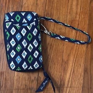 Vera Bradley Blue and Green Geometric Wristlet